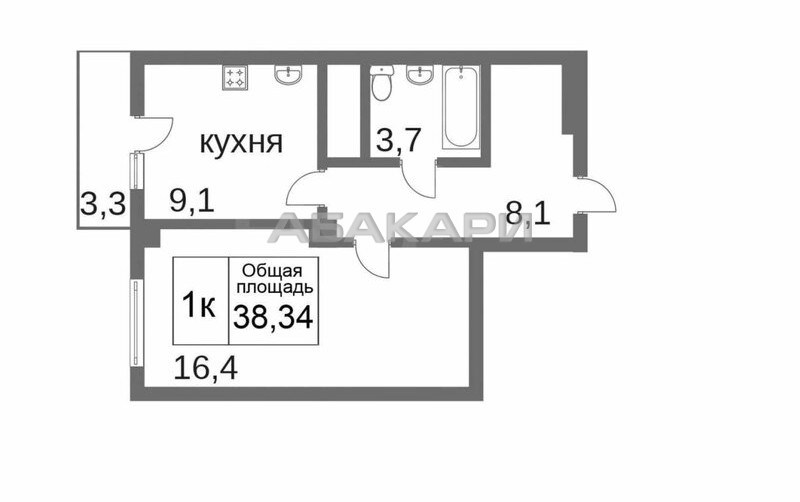 1-комнатная Калинина Свободный пр. за 12000 руб/мес фото 1